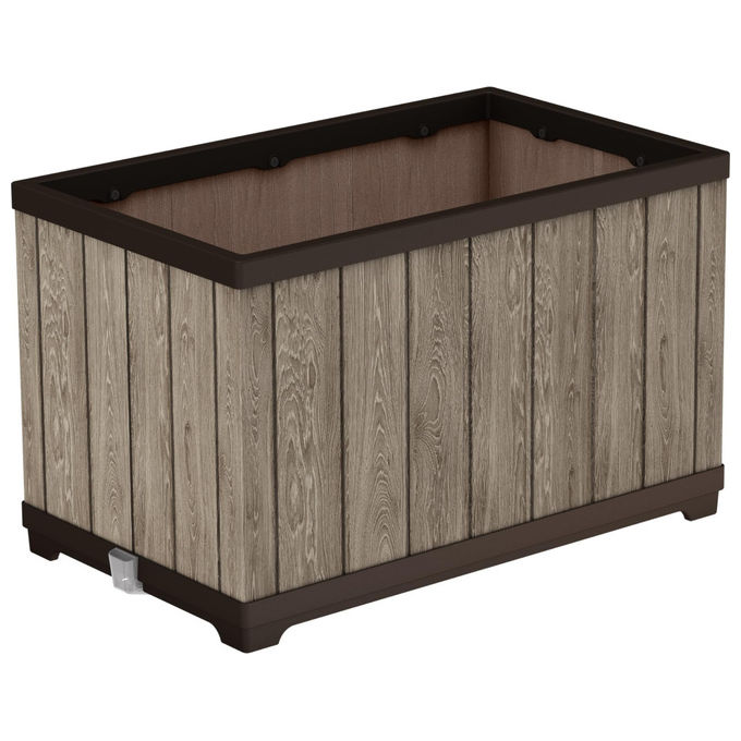 Keter, Fioriera Rettangolare Deco, Sistema di Irrigazione, Finitura Legno, 79x48x16.5 cm