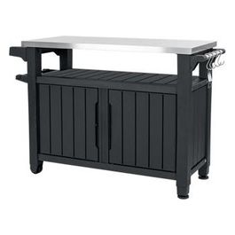 tavolino in resina per BBQ con due ruote e due ante 123,70x54x90h UNITY XL grafite