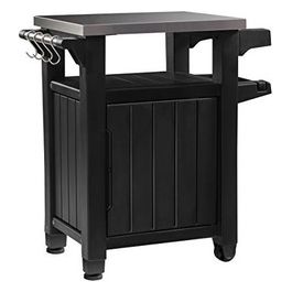 tavolino in resina per BBQ con due ruote e un'anta 70x54x90h UNITY grafite