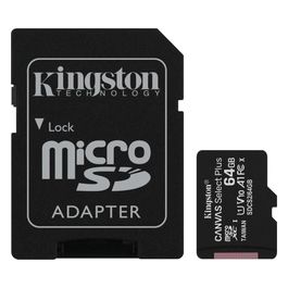 Kingston Canvas Select Plus SDCS2/64GB Scheda microSD Classe 10 con Adattatore SD Incluso, 64 GB