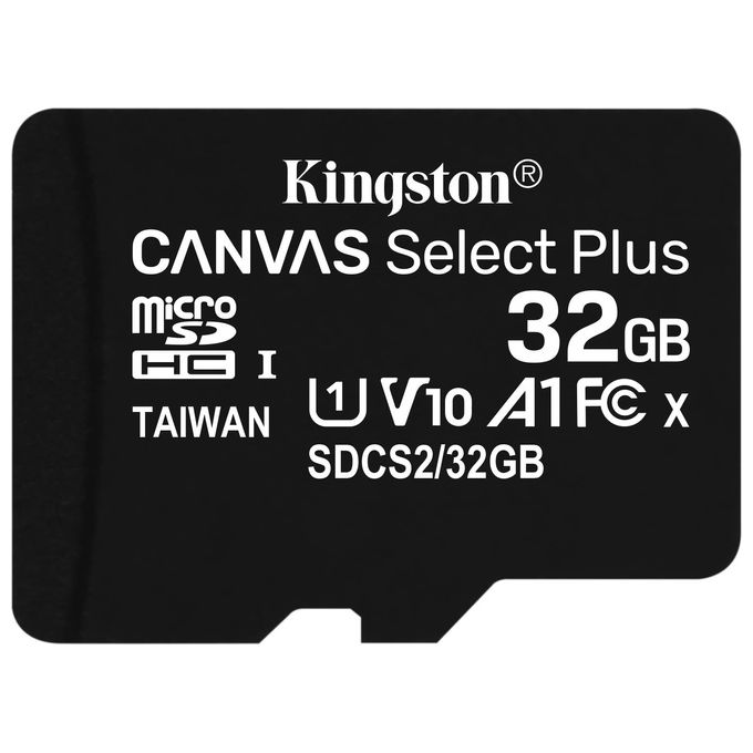 Kingston Canvas Select Plus SDCS2/32GB Scheda microSD Classe 10 con Adattatore SD Incluso, 32 GB