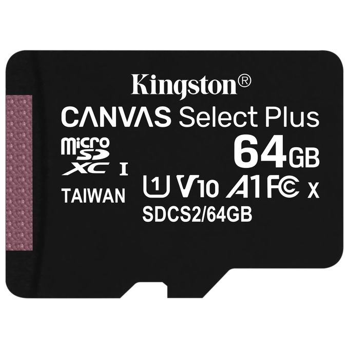 Kingston  Canvas Select Plus SDCS2/64GBSP Scheda microSD Classe 10, senza Adattatore SD, 64 GB