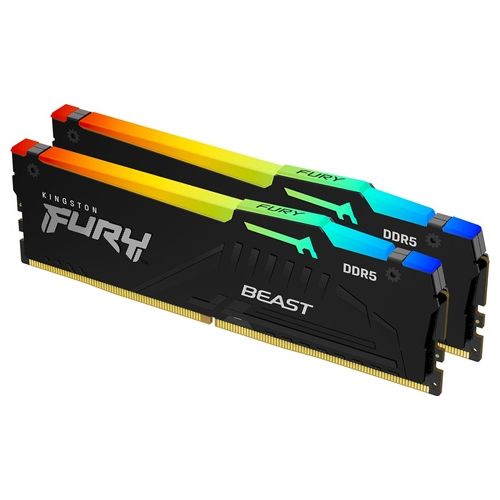 Kingston FURY Beast DDR5 RGB 32Gb 2x16Gb 6000MT/s DDR5 CL36 DIMM Memoria Gaming per Computer Fissi Kit da 2