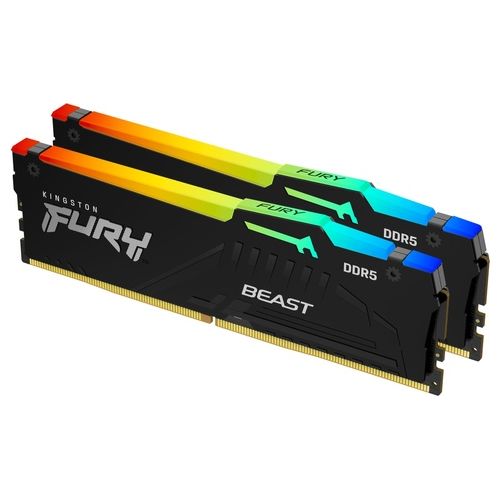 Kingston Fury Beast DDR5 RGB 16GB (2x8GB) 5200MT/s DDR5 CL40 DIMM Memoria Gaming per Computer Fissi Kit da 2 - KF552C40BBAK2-16