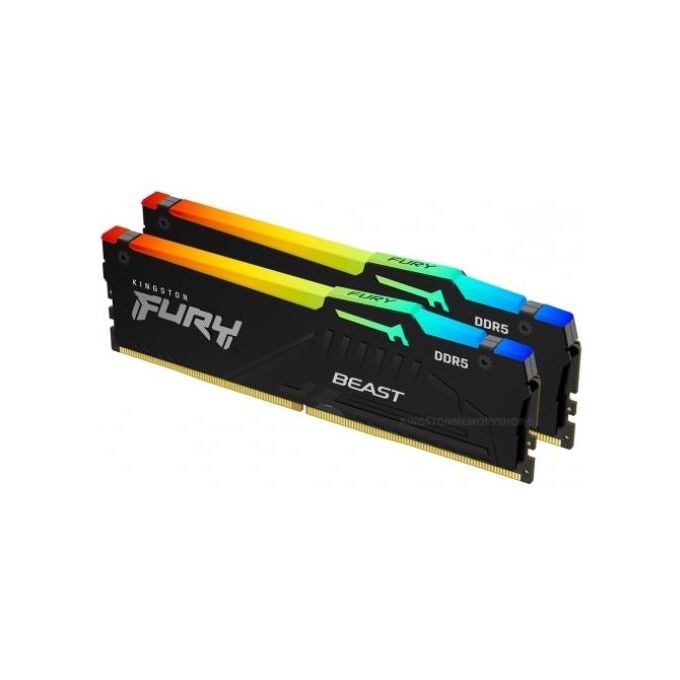Kingston Fury Beast DDR5 RGB 16Gb 2x8Gb 6000MT/s DDR5 CL40 DIMM Memoria Gaming per Computer Fissi Kit da 2