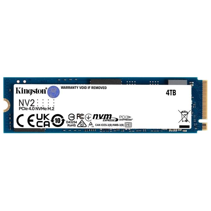Kingston NV2 SSD 4Tb Interno M.2 2280 PCIe 4.0 x4 (NVMe) per Intel Next Unit of Computing 12 Pro Kit NUC12WSKi5