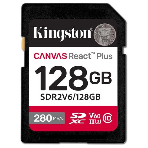 SDR2V6/128GB Canvas React Plus Scheda SDXC 128GB UHS-II 280R/100W U3 V60 colore Nero