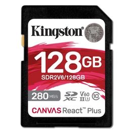 Kingston Technology 128Gb Canvas React Plus SDXC UHS-II 280R/100W U3 V60 for Full HD/4K