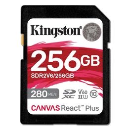 Kingston Technology 256Gb Canvas React Plus SDXC UHS-II 280R/150W U3 V60 for Full HD/4K