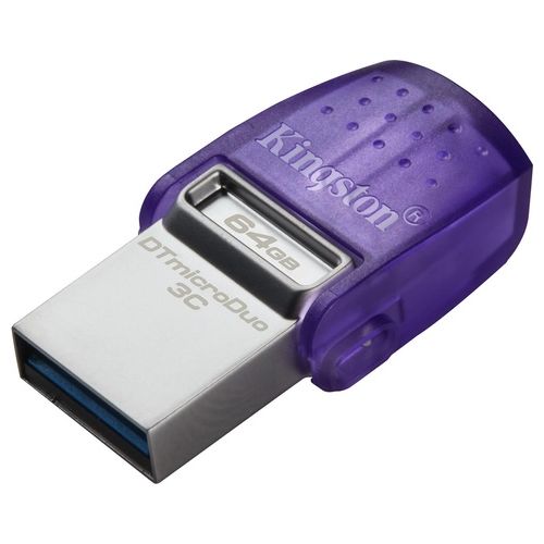Kingston Technology DataTraveler microDuo 3C Chiavetta USB 64Gb Acciaio Inossidabile/Porpora