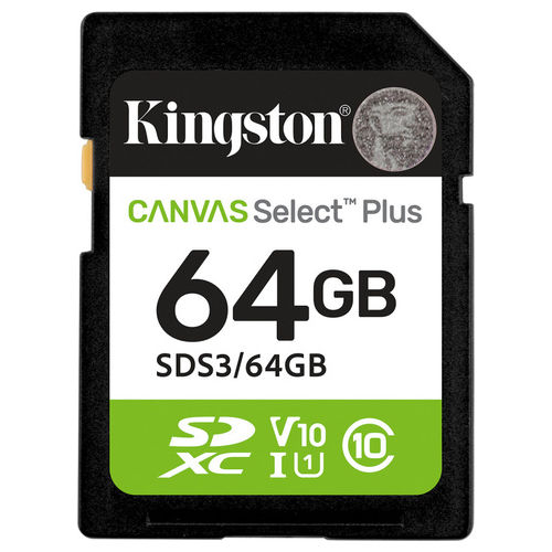Technology SDS3/64GB Scheda SDXC 64GB Canvas Select Plus Gen3 100MB/s C10 UHS-I U1 V10
