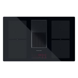 KVH 92 2B K - Piano cottura a induzione con cappa integrata, 83 cm, 4 zone, 2 zone Bridge, comandi touch slider, 9 livelli di potenza con booster, Nero