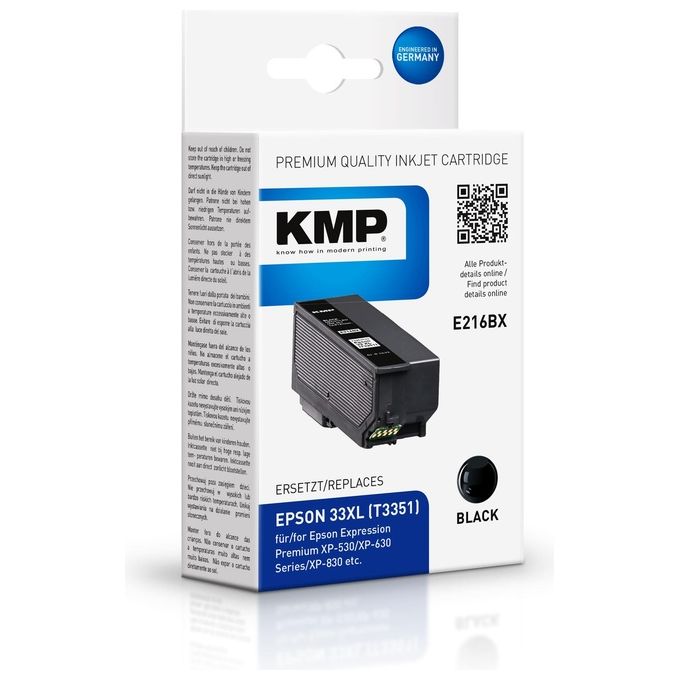 KMP E216BX Cartuccia d'Inchiostro Nero Compatibile con Epson T 3351 XL