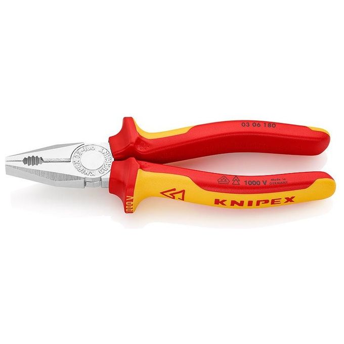 Knipex Pinza Universale Cromata Isolati con Manici Rivestiti in Materiale Bicomponente Collaudati VDE 180mm