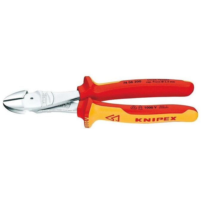 Knipex Tronchese Laterale per Meccanica Tipo Forte Cromata Isolati con Manici Rivestiti in Materiale Bicomponente Collaudati VDE 200mm