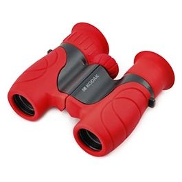 BCS100 Binocolo Binoculare Compatto per Bambini Gomma Morbida Ingrandimento 8X Cinghia e Copertura di Trasporto Incluso Rosso