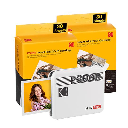 Kodak Mini 3 Retro 4PASS Stampante Fotografica Portatile 7.6x7.6cm con  Pacchetto di 68 Fogli Bianco