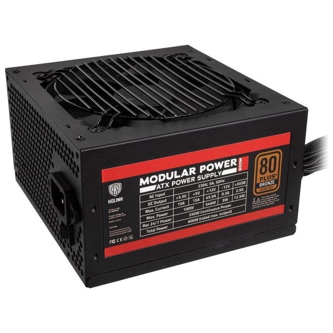 Kolink Modular Power Alimentatore per Computer 600W SemiModulare 80+ Bronze PFC Attivo ATX