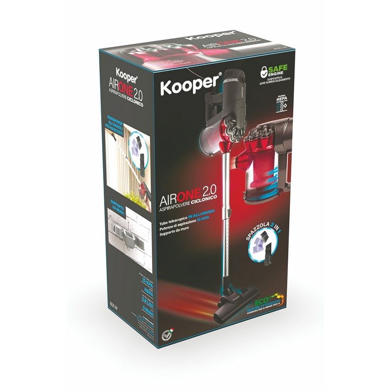 Kooper Airone 2.0 600W Grigio/Rosso Aspirap. Telescopico | Yeppon