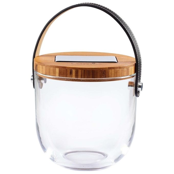 Krinner Lumix Deco Glass Basic Lampada Solare-Lanterna con Porta Usb Vetro 0,16W Trasparente 14,5x15cm