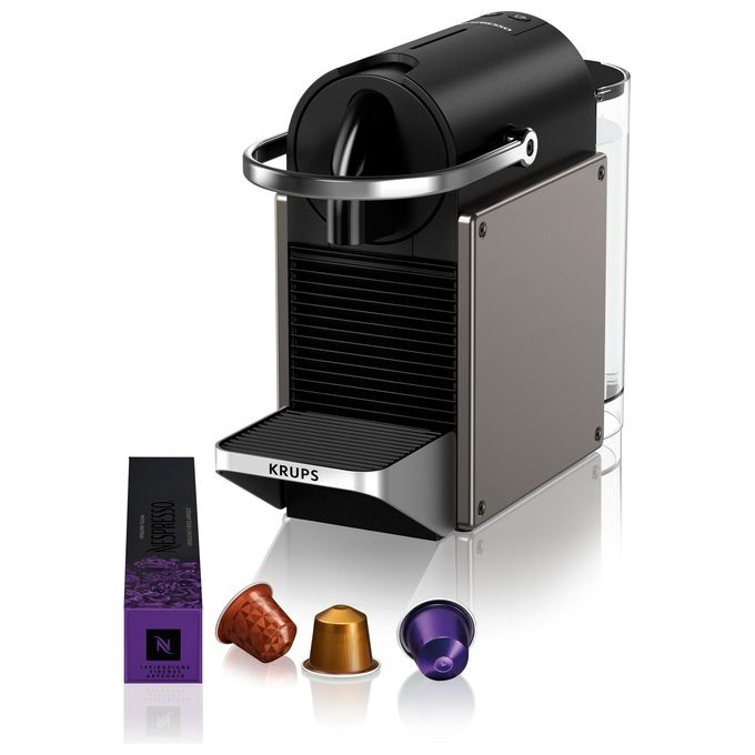 Image of KRUPS XN 306 T Nespresso Pixie Macchina da Caffe' a Capsule Titanium Compatta e Facile da Usare per un Caffe' Perfetto in Ogni Occasione