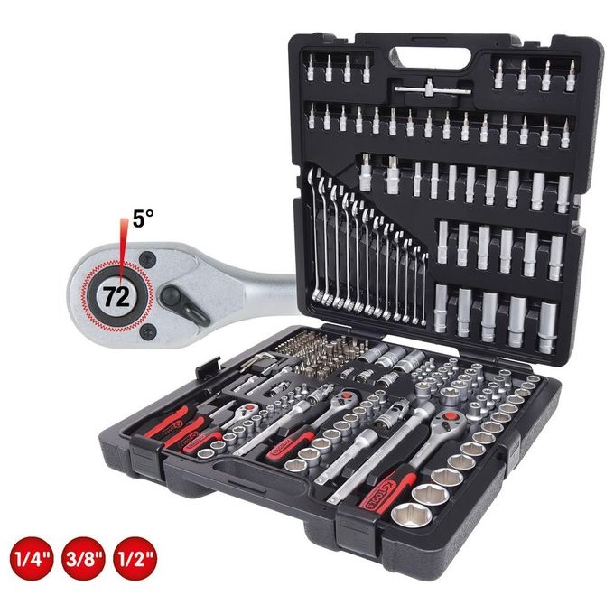 KS Tools 1/4''+3/8''+1/2'' Serie di Chiavi a Bussola 216 Pezzi