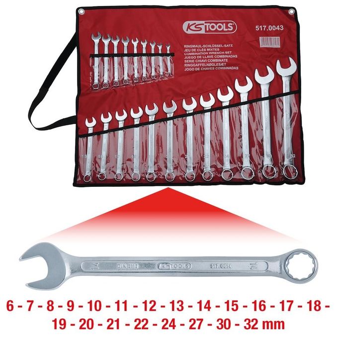 KS Tools Serie di Chiavi Combinate Classic Inclinate 21 Pezzi 6-32mm