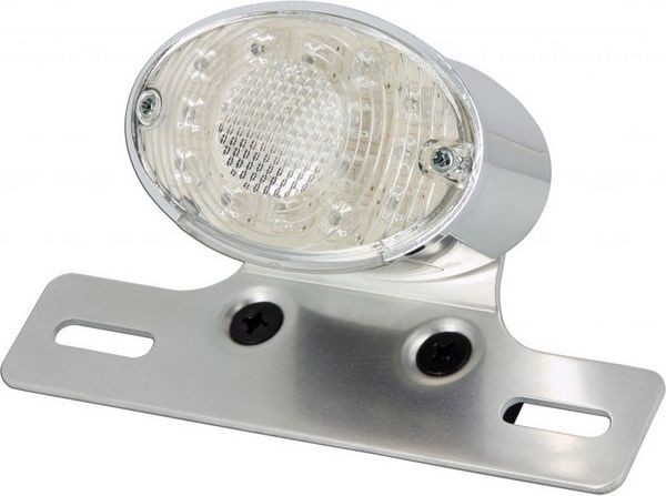 Kyoto Fanale Posteriore LED Cromato + Supporto Targa 80mm x 50mm
