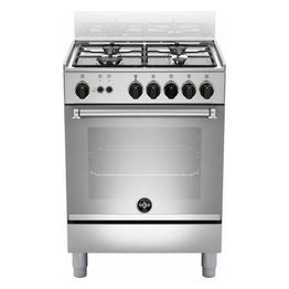 La Germania Americana AMN654GXV Cucina a Gas Piano Cottura Acciaio Inossidabile 4 Fuochi Forno a Gas Ventilato con Grill 56b Litri Classe Energetica A+