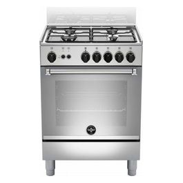 La Germania Americana AMN654GXV Cucina a Gas Piano Cottura Acciaio Inossidabile 4 Fuochi Forno a Gas Ventilato con Grill 56b Litri Classe Energetica A+