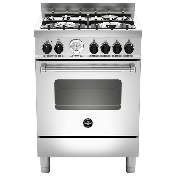 Image of La Germania Americana AMN664EXT Cucina a Gas Piano Cottura Acciaio Inossidabile 4 Fuochi Forno Elettrico Multifunzione 69 Litri Classe Energetica A