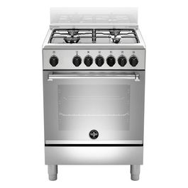 Americana AMN664EXV Cucina a Gas Piano Cottura Acciaio Inossidabile 4 Fuochi Forno Elettrico Multifunzione 56 Litri Classe Energetica A