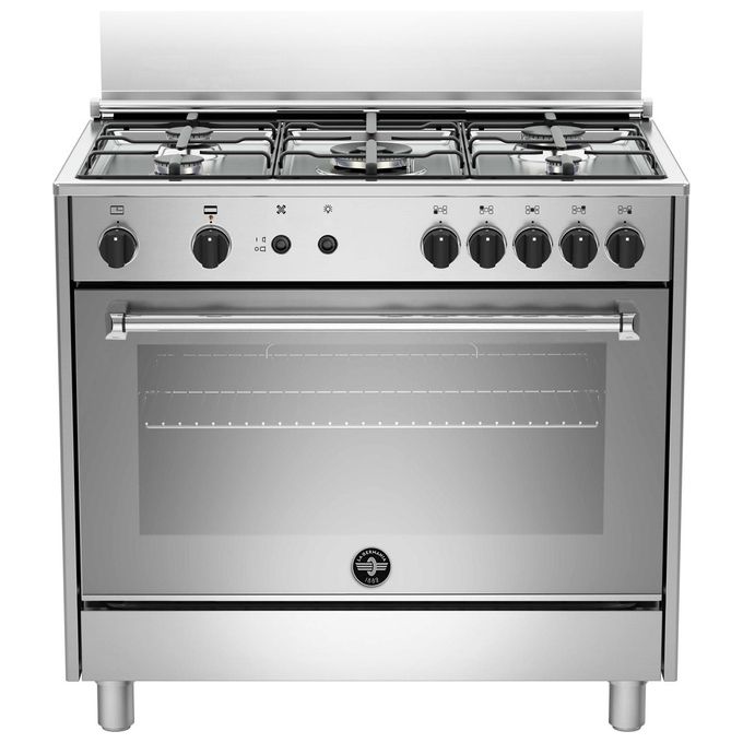 La Germania Americana AMN965GXV Cucina a Gas Piano Cottura Acciaio Inossidabile 5 Fuochi Forno a Gas Ventilato con Grill 117 Litri Classe Energetica A