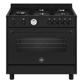 AMN965GTN24 Cucina con piano elettrico 5 fuochi e forno a gas 104 Litri ventilato 90x60 Total Black