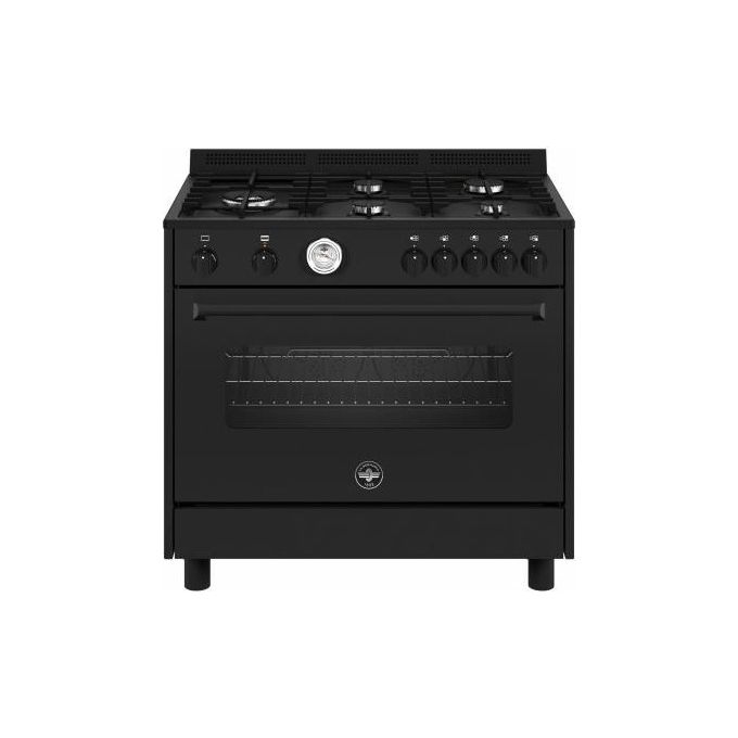 La Germania AMN965GTN24 Cucina con piano elettrico 5 fuochi e forno a gas 104 Litri ventilato 90x60 Total Black