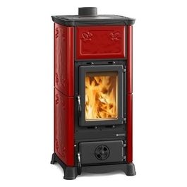 Emiliana Stufa a Legna 6,5Kw Rivestimento in Maiolica Bordeaux