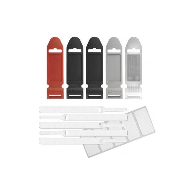 LABEL THE CABLE Kit Base con 5 Fascette in Velcro Bianco + Etichette mix color