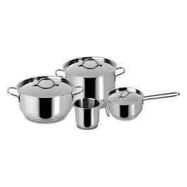 010715600107 Every Batteria di Pentole in Alluminio / Inox Set 7 Pezzi per Piani Cottura Ceramica/Gas/Induzione/Piastra Sigillata colore Inox