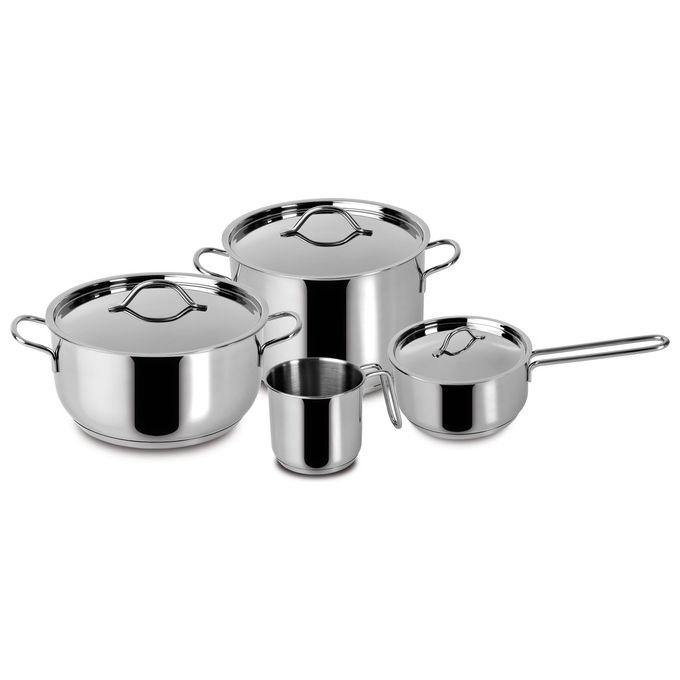 Lagostina 010715600107 Every Batteria di Pentole in Alluminio - Inox Set 7 Pezzi per Piani Cottura Ceramica-Gas-Induzione-Piastra Sigillata colore Inox