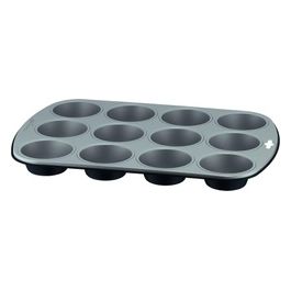 Lagostina Gustosa Stampo 12 Muffin in Acciaio Antiaderente per Forno Nero 38x27cm