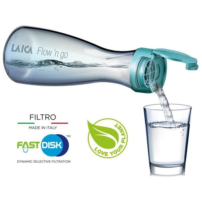 Laica Flow n'go Bottiglia per Filtrare l'Acqua Colore Acqua