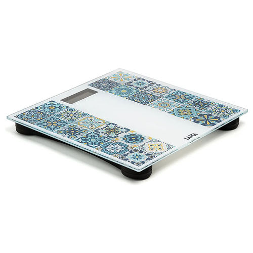 PS1083B Mediterranean Breeze Bilancia Pesapersone Elettronica Ricaricabile USB Vetro Temperato 180 Kg Display LCD colore Blu