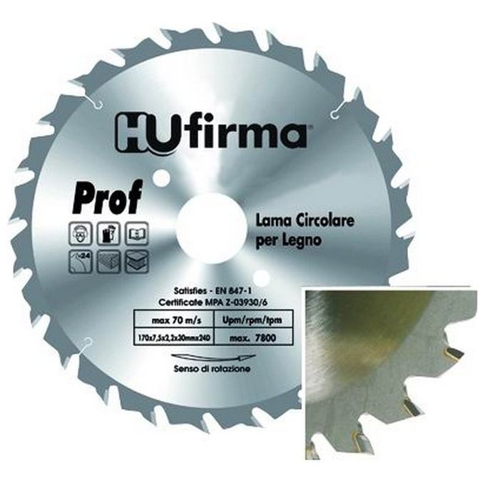 Hu-Firma Lame Circolari Legno 24 Denti Mm.170