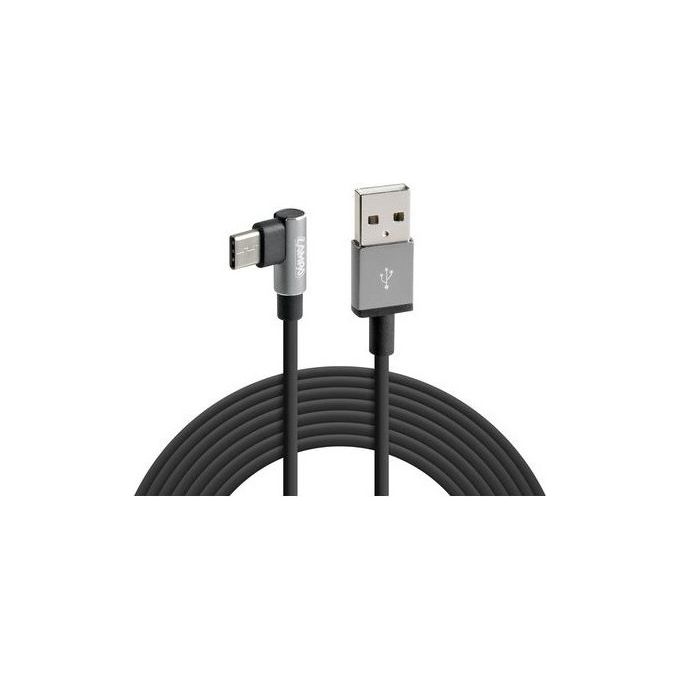 Lampa Cavo 90 gradi Usb > Usb Type-C - 200 cm - Nero