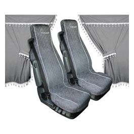 Melissa, set tende e coprisedili in microfibra per camion - Grigio