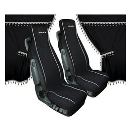 Melissa, set tende e coprisedili in microfibra per camion - Nero