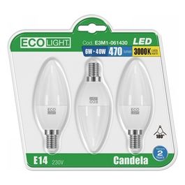 Lampadina Led Candela 6W E14 3 Pz