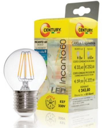 CENTURY CENTURY LAMPADINA GOCCIA FILAMENTO LED 8W ATTACCO E27 LUCE CALDA  ING3-082727