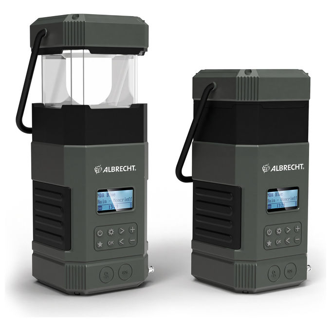 Albrecht 27912 DR 114 DAB Lanterna da campeggio a batteria con radio DAB+ FM e PowerBank 80 lm 5000 mAh colore Nero