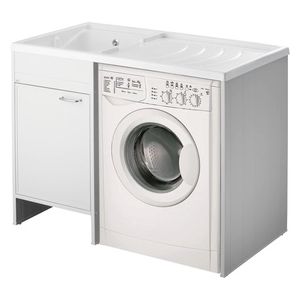 Lavatoio con coprilavatrice in PVC da 109x60, comprensivo di asse di lavaggio in PP e di kit di scarico autopulente.